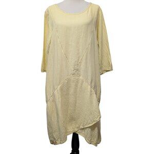 Cynthia Ashby Womens Size L? Yellow Asymmetric Seams Hem Pockets Lagenlook Dress